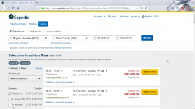 Krahasimi i fluturimit në Bogota me Parisin : Expedia 4090163COP