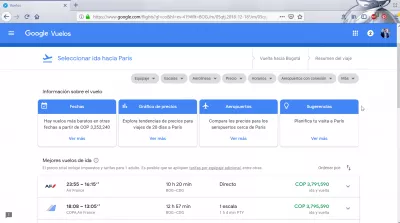 Comparação de vôos entre Bogotá e Paris : Google Voos 3791590COP