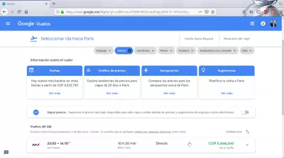 Usporedba letova između Bogote i Pariza : Google letovi 5068260COP