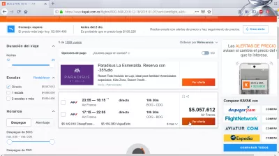 Bogota to Paris flight comparison : Kayak flight 5057612COP