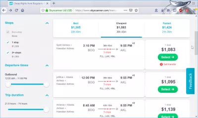 Olcsó járat Bogota és Auckland között : Skyscanner járatok Bogota Auckland