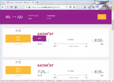 Mga murang flight mula sa Seoul patungo sa Jeju : Airfare Jeju sa Seoul 27 $ na may Eastarjet