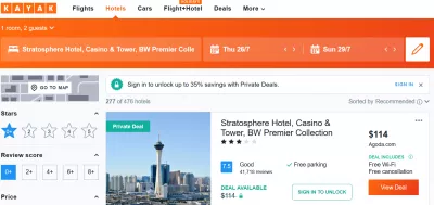 Frankfurt kwenda Las Vegas kukimbia + kulinganisha hoteli, usiku 3 watu wazima 2 : Matokeo ya hoteli ya Kayak