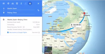 Letovi u Madrid i Peking : Vrijeme letenja u Pekingu u Madridu