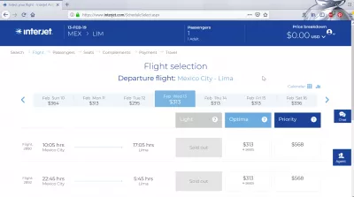 Vol Mexico City-Lima : Vols directs Interjet Lima Mexico City