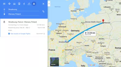 Полети от Страсбург до Варшава : Време за полет във Варшава Страсбург
