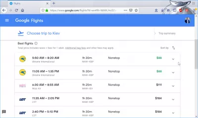 Levný let z Varšava do Kyjev : Levné lety do Kyjev z Varšava na stránkách Google Flights