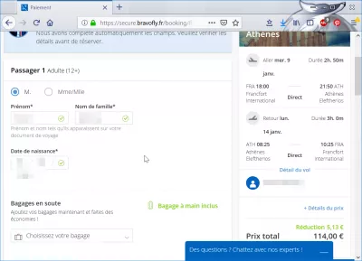 Bravofly review booking cheap flight : Filling in passenger details in Bravofly booking