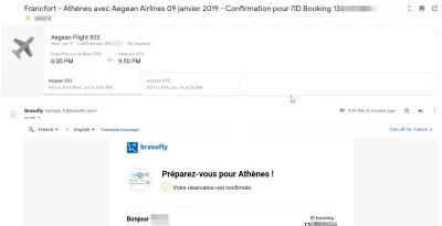 Bravofly review booking cheap flight : Bravofly confirmation email