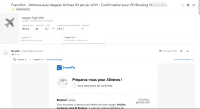 Bravofly review booking cheap flight : Bravofly confirmation email