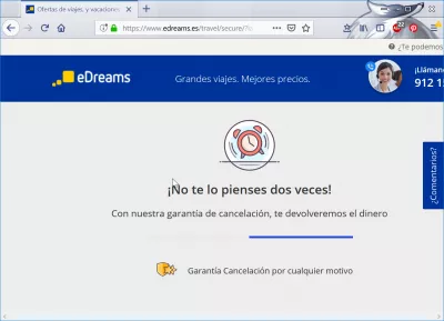 Revisión de reservas de vuelos de eDreams : Pantalla de espera