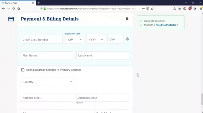 Дали уебсайтът за резервация на полети за измама с полет? Прегледи за полетни мрежи : Данни за плащане и фактуриране