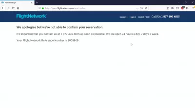 Je web Flight Network podvodný rezervace letů? Recenze letové sítě : Omlouváme se, ale nejsme schopni potvrdit vaši rezervaci