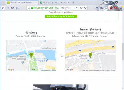 Prehliadka rezervácie Flixbus : Mapa s bodmi zberu