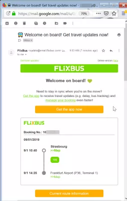 Flixbus booking review : Email booking ticket