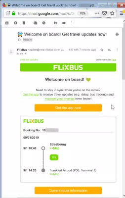 Flixbus bookinganmeldelse : Email booking billet