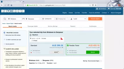 GoToGate-gjennomgang: er bestillingen av GoToGate-flyreiser legitim? : Valg av standard eller fleksibel billett