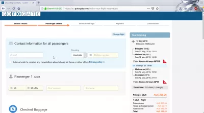 Revisión de GoToGate: ¿es legítima la reserva de vuelos de GoToGate? : Introducir información del pasajero