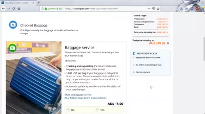 GoToGate review: is GoToGate flights booking legit? : Checked baggage service additional insurance