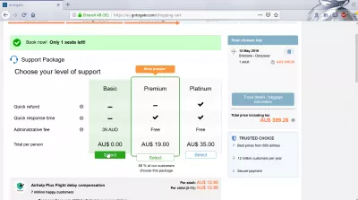 GoToGate pregled: je li GoToGate rezervacija letova zakonita? : Cijene paketa za korisničku potporu GoToGate
