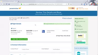 Огляд законного бронювання авіаквитків JustAirTicket, це добре? : Результати деталей польоту