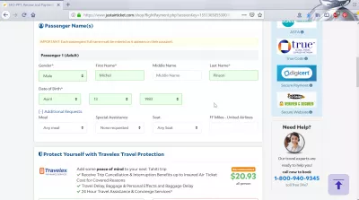 Review of JustAirTicket legit flight booking, is it good? : Entering basic passenger information