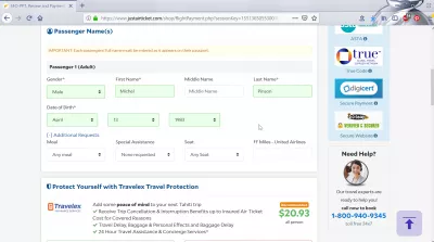 Преглед на легалното резервиране на полети JustAirTicket, добре ли е? : Въвеждане на основна информация за пътниците