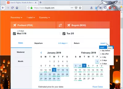 Kayak flights review : Flexible days search