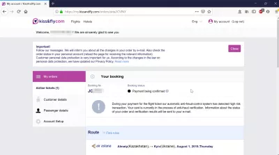 Kiss And Fly mengulas pemesanan penerbangan : Pemesanan selesai
