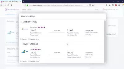 Kiss And Fly огляд бронювання авіаквитків : Інформація про багаж
