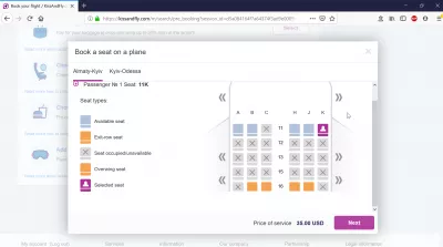 Kiss And Fly review of a flight booking : Seat selection price