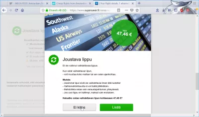 Secret Flying error fare : Another popup for extra overpriced insurance