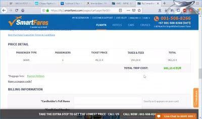 Secret Flying error fare : Booking at 342€ on wcifly.com partner