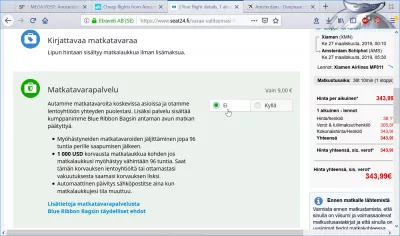 Tarifa de erro Secret Flying : Tarifa ainda em 344 €, apesar das práticas fraudulentas para vender extras superfaturados e inúteis