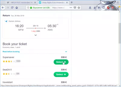 Error de vuelo secreto tarifa : Seleccionando al compañero Supersaver