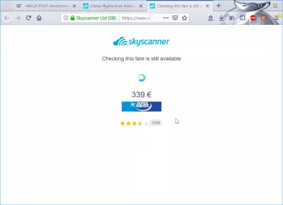 Secret Flying error fare : Fare checking of 339€ on Skyscanner