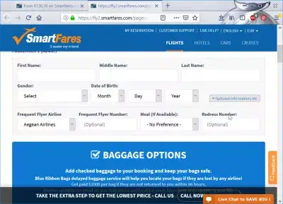 Smartfares Flybilletter Bookinganmeldelse : Indtastning af passageroplysninger