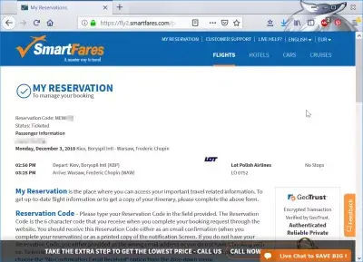 Ucuz uçuşlar Smartfares baxır : Smartfares statusu bilet alıb