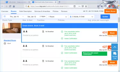 Trip.com hotel booking review : Room type and fare selection