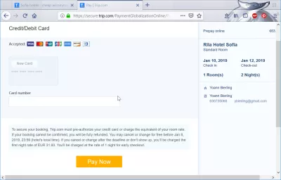Rezervarea hotelului Trip.com : Modificarea metodei de plată și validarea carului