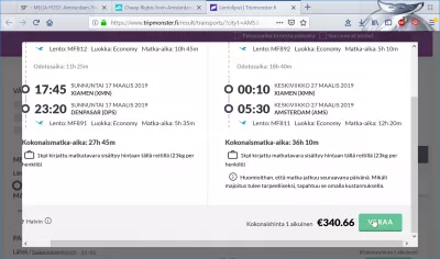 Огляд бронювання авіаквитків Tripmonster.fi : Прийняття маршруту польоту