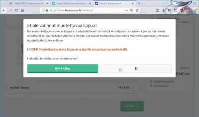 Tripmonster.fi flight booking review : Useless insurance pop-up