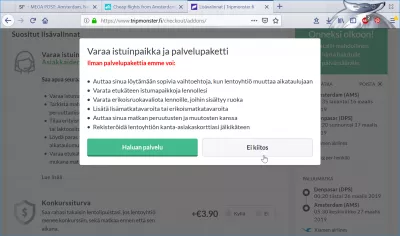 Tripmonster.fi flight booking review : Another annoying pop-up