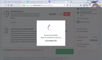Tripmonster.fi flight booking review : Waiting screen