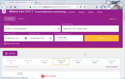 Where Can I FLY? Travel inspiration and booking review : Flight search comparison screen