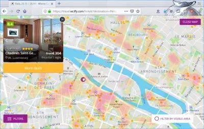 Where Can I FLY? Travel inspiration and booking review : Hotel search comparison map view